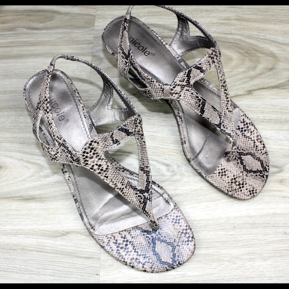 Nichole wedge snake skin print sandal